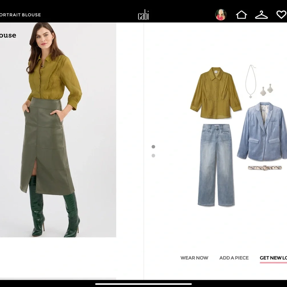 CAbi Olive Button-Up Blouse - Picture 2 of 3